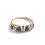 9ct gold vintage sapphire & diamond dress ring (2g)