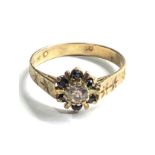 9ct gold paste stone & sapphire ring weight 2g