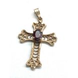 9ct gold garnet cross pendant