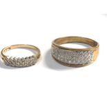 2 x 9ct gold diamond dress rings (5.3g)