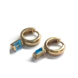 9ct gold vintage topaz hoop drop earrings (4.2g)
