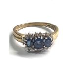 9ct gold diamond & sapphire cluster ring (2.6g)