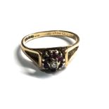 9ct gold vintage diamond & ruby halo dress ring (2.4g)