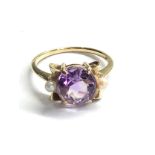 14ct gold amethyst & pearl ring weight 3.3g