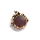 10ct gold antique carnelian & bloodstone spinner fob pendant (8.1g)