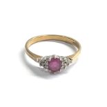 9ct gold vintage ruby & diamond cluster dress ring (2g)