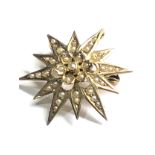 Antique 9ct gold pearl star pendant brooch weight 2.8g