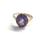 9ct gold vintage synthethic colour change sapphire dress ring (2.3g)