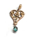 Antique 9ct gold stone set pendant weight 1.1g