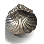 Small antique silver scallop dish measures approx 10cm by 8.5cm