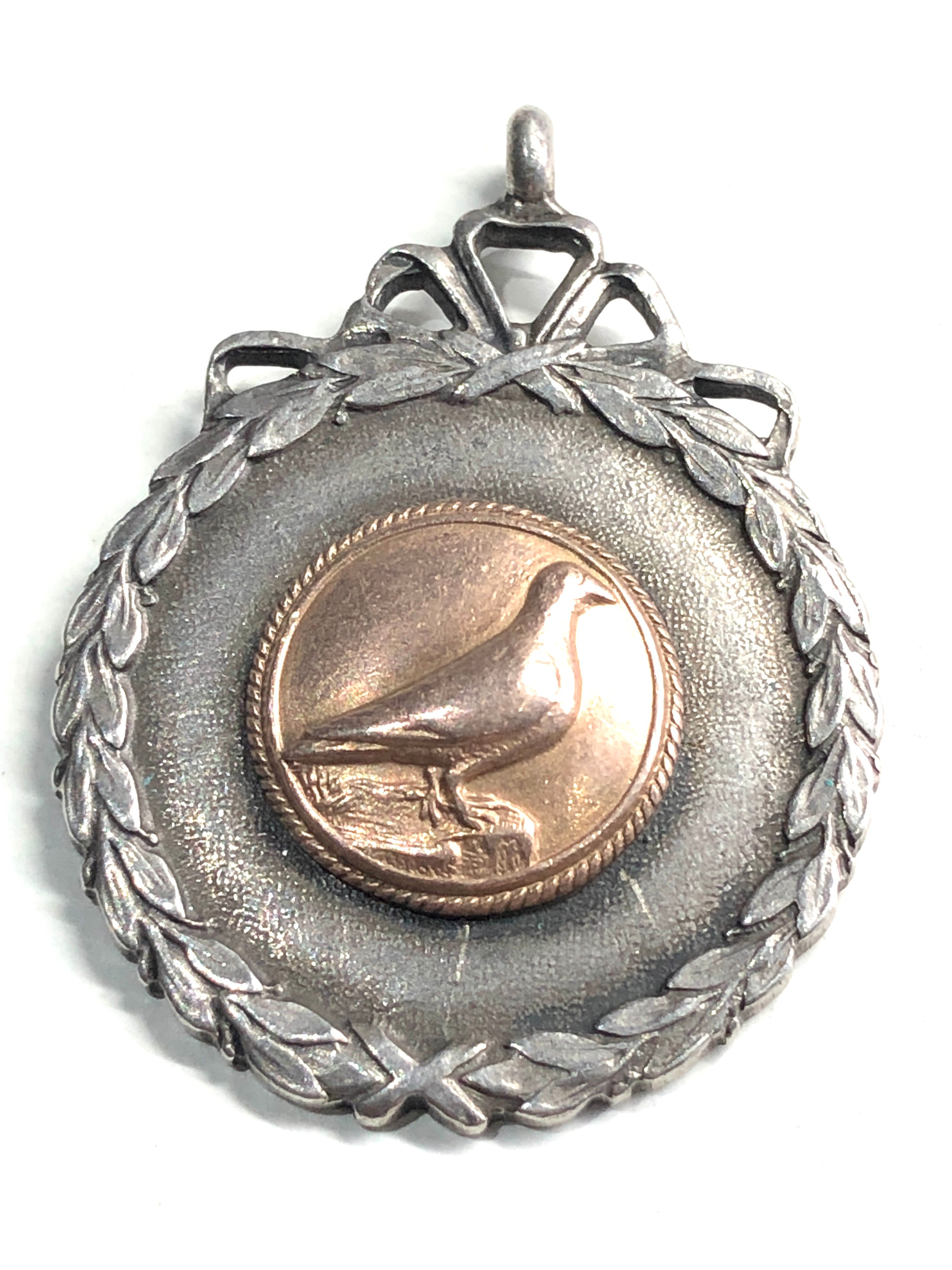 Antique silver & gold pigeon fob