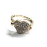 9ct gold diamond love heart ring 0.25ct weight 3.5g