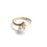 9ct gold cultured pearl ring weight 1.7g