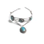 Vintage mexican silver & turquoise choker necklace