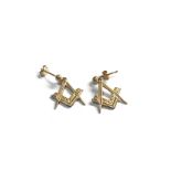9ct gold vintage masonic drop earrings (2g)