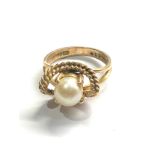 9ct gold vintage pearl ring (3.5g)