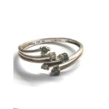 9ct white gold emerald & diamond ring (1.3g)