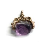 9ct gold vintage amethyst swivel fob pendant (4.5g)