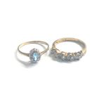 2 x 9ct gold diamond & topaz dress ring (3.2g)