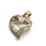 9ct gold diamond heart pendant 0.25ct diamonds weight 2g