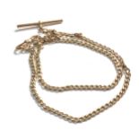Modern 9ct gold T-bar albert chain necklace (8.6g)