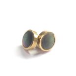 9ct gold vintage shell inlay stud earrings (3.5g)