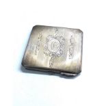 Silver compact measures approx 6.5 cm dia weight 70g no mirror etc