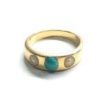 18ct gold victorian turquoise & pearl ring 5.2g