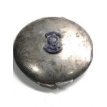 Military badge silver compact measures approx 8cm dia weightb 120g mirror worn