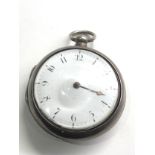 Antique silver pair case fusee verge pocket watch Isaac chittenden Yalding spares or repair