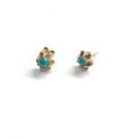 9ct gold blue glass stud earrings (3g)