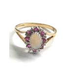 9ct gold opal & diamond ring weight 2.2g