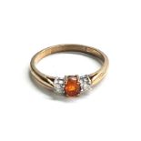 9ct gold fire opal & diamond ring weight 2.8g