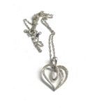 9ct white gold diamond heart pendant necklace weight 2.5g