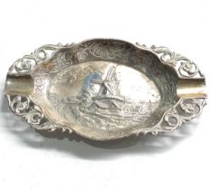 Dutch silver ashtray measures approx 10cm by 6cm