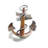 Large silver Victorian scottish agate anchor brooch measures approx 7cm by 5cm missing pin and agate