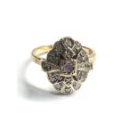 9ct gold diamond & amethyst ring weight 4.8g