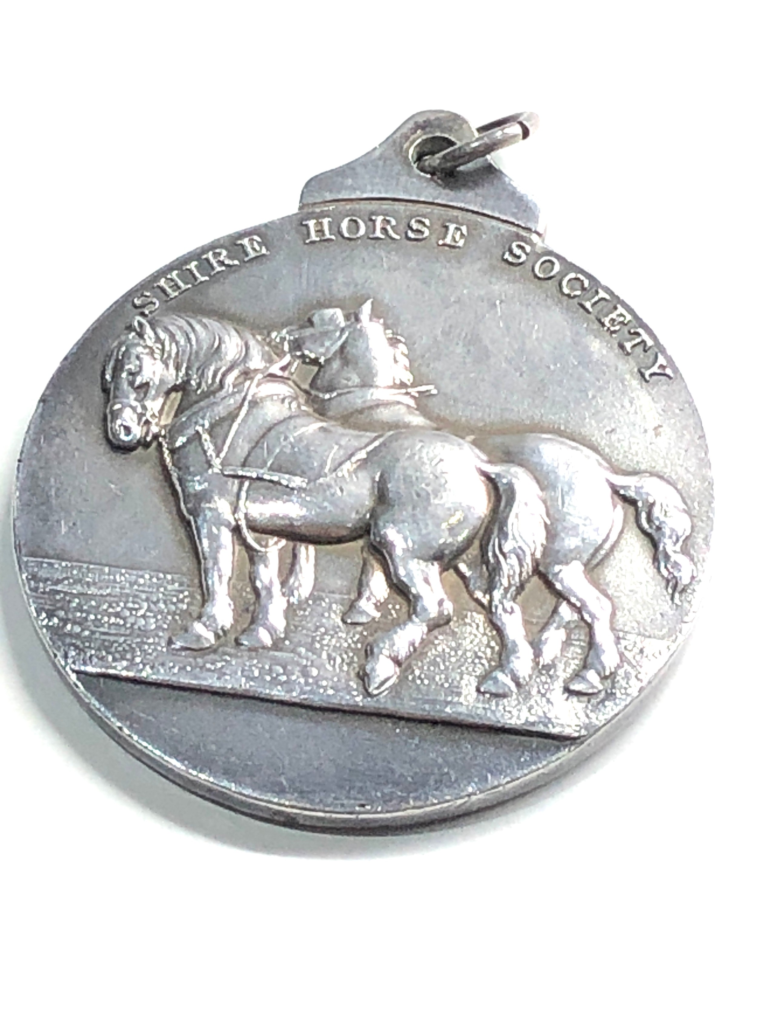 Antique silver shire horse society medal