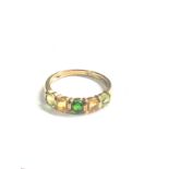 9ct gold peridot citrine and tourmaline ring weight 2.1g