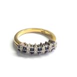 18ct gold diamond & sapphire ring weight 4.3g