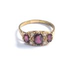 9ct gold vintage amethyst & diamond ring (2.7g)