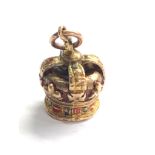 9ct gold vintage enamelled royal crown charm pendant (4.7g)
