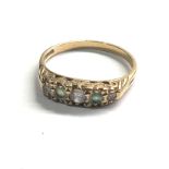 9ct gold vintage emerald & stone paste ring (2g)