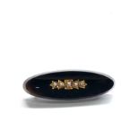 Antique 15ct gold onyx & pearl mourning brooch