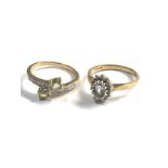 2 x 9ct gold diamond & stone set dress rings (4.4g)
