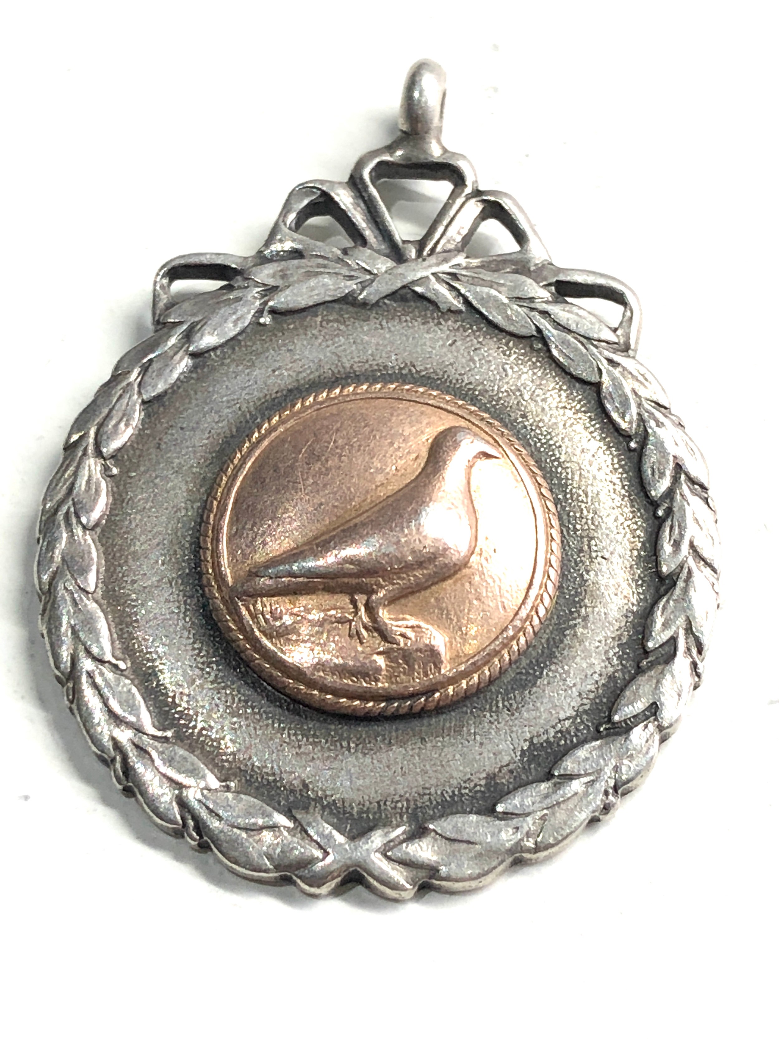 Antique silver & gold pigeon fob