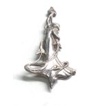 Large silver art nouveau style brooch measures 9cm by 4cm