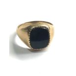 9ct gold vintage onyx signet ring (4.4g)