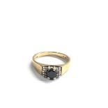 9ct gold vintage sapphire & diamond dress ring (2.5g)