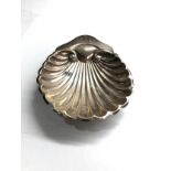 Silver scallop shell butter dish measures approx 14cm by 10.5cm weight 56g